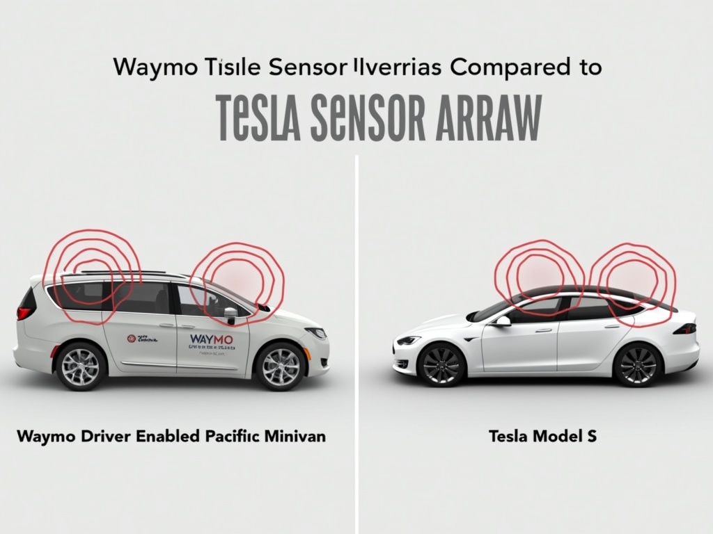 Comparison of Waymo-enabled Pacifica and Tesla Model S sensor arrays