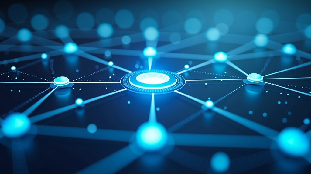 A modern, minimalist 3D visualization representing an API network with interconnected nodes and pathways.