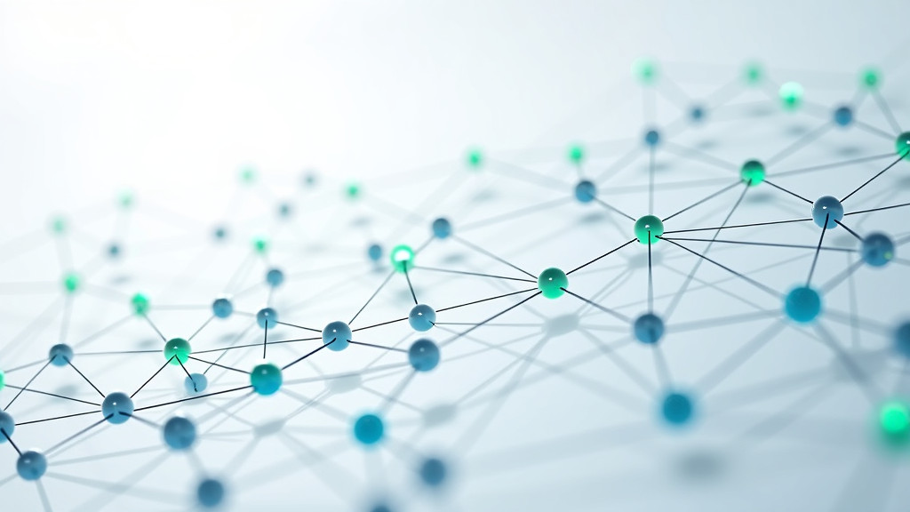 A modern, minimalist 3D visualization of interconnected nodes and pathways in a white space, representing an automated SEO ecosystem.