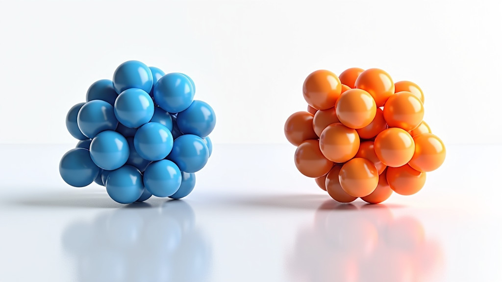 A modern, minimalist composition showing balanced vs unbalanced dataset visualization with glossy spheres.