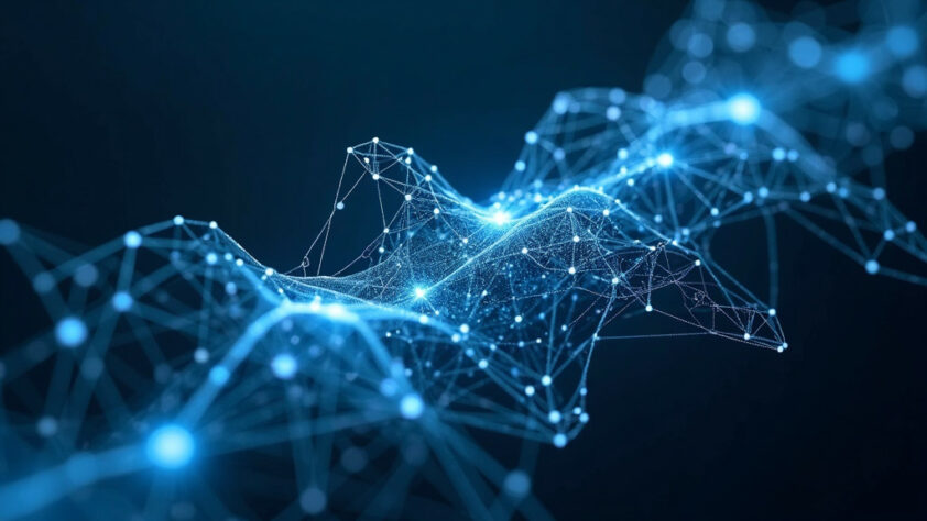 futuristic visualization of Gemini 2.0 architecture showing multimodal processing with glowing neural pathways