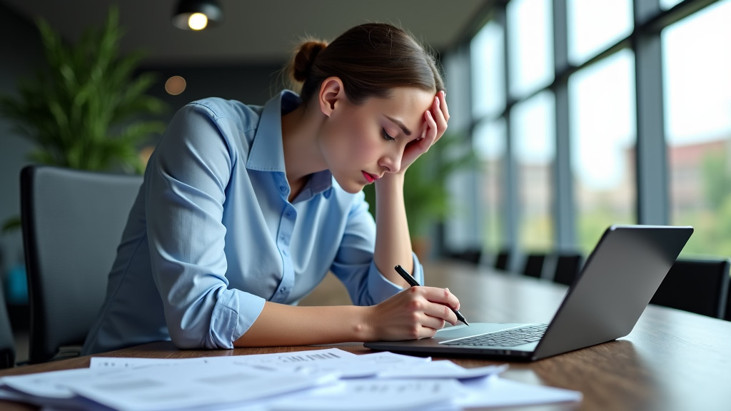 A split-screen visual of a person stressed with papers and then confidently working on a tablet with automation flows.