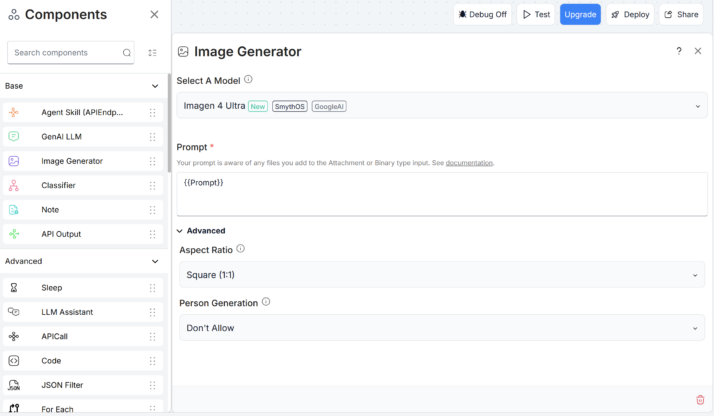 Smythos image generation component
