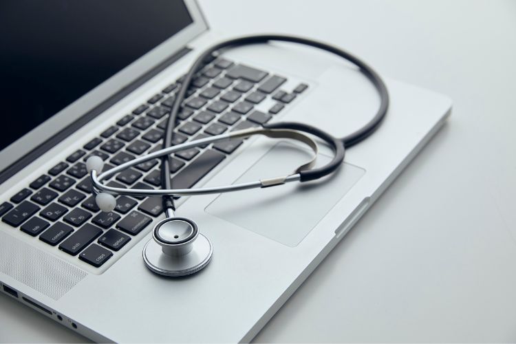 a stethoscope on a laptop