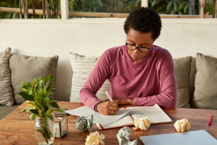 a student studying